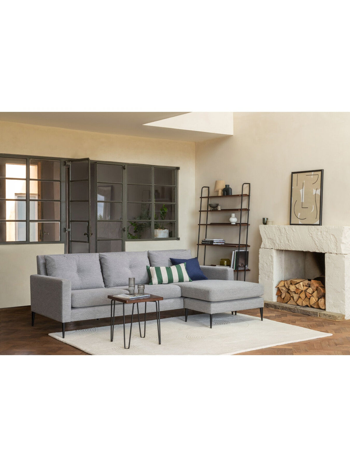 Brunel Corner Chaise Boucle Steel