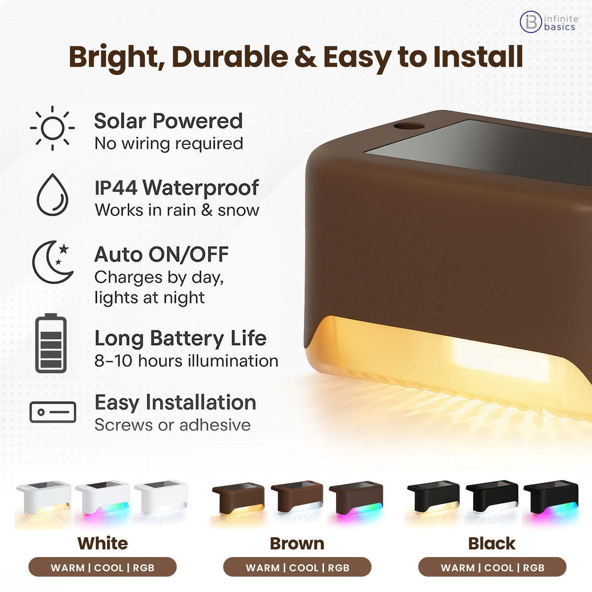 8-Pack Solar LED Deck & Step Lights