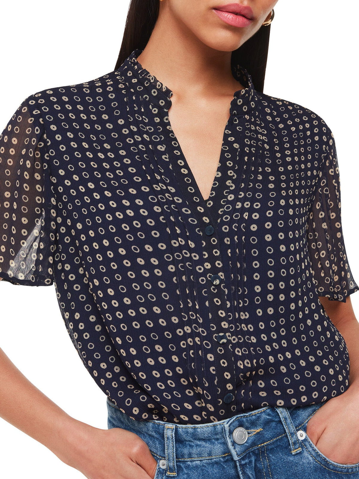 Spotted Hoop Frill Blouse