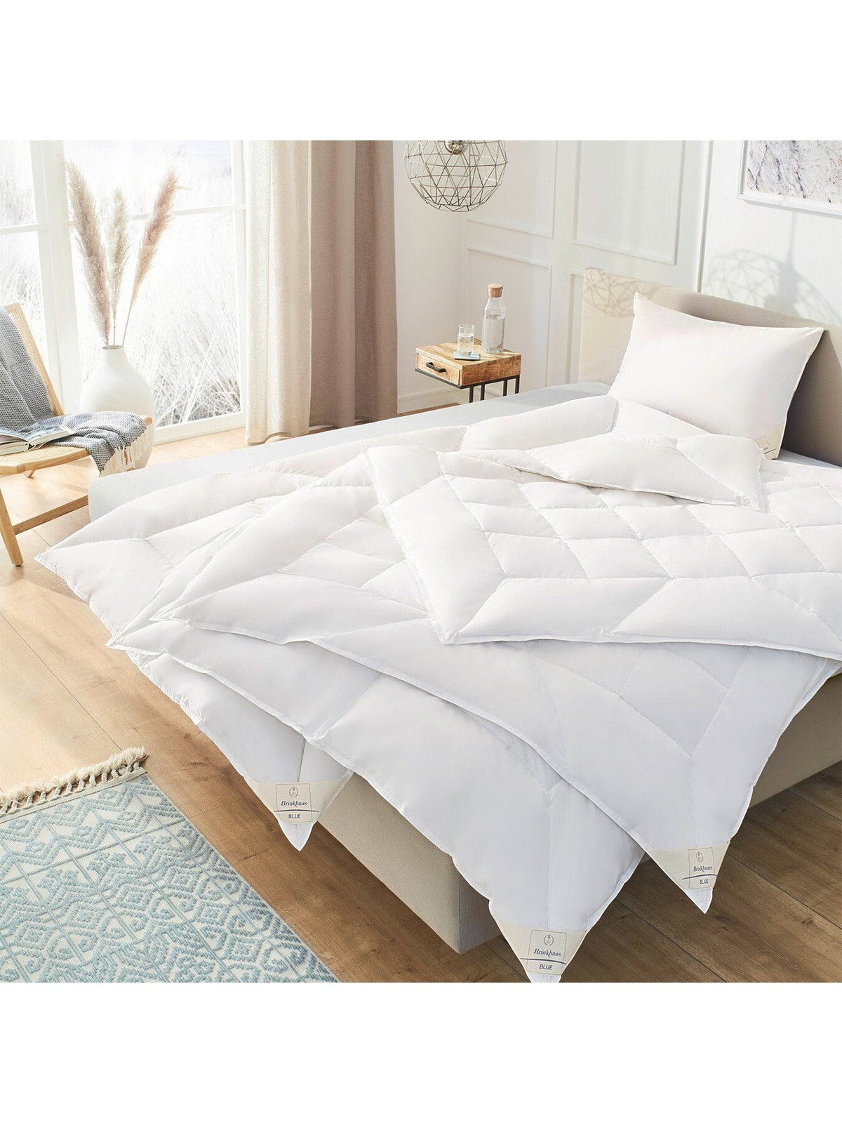 Blue Down and Feather Pillow Firm