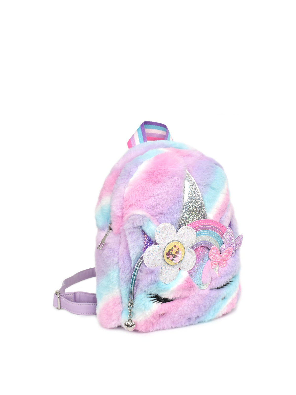 Gwen Daisy Rainbow Butterfly Crown Faux Fur Backpack Medium