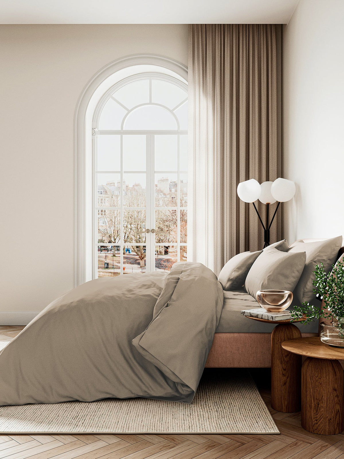 400 thread count Sateen Plain Dye Fitted Sheet Truffle