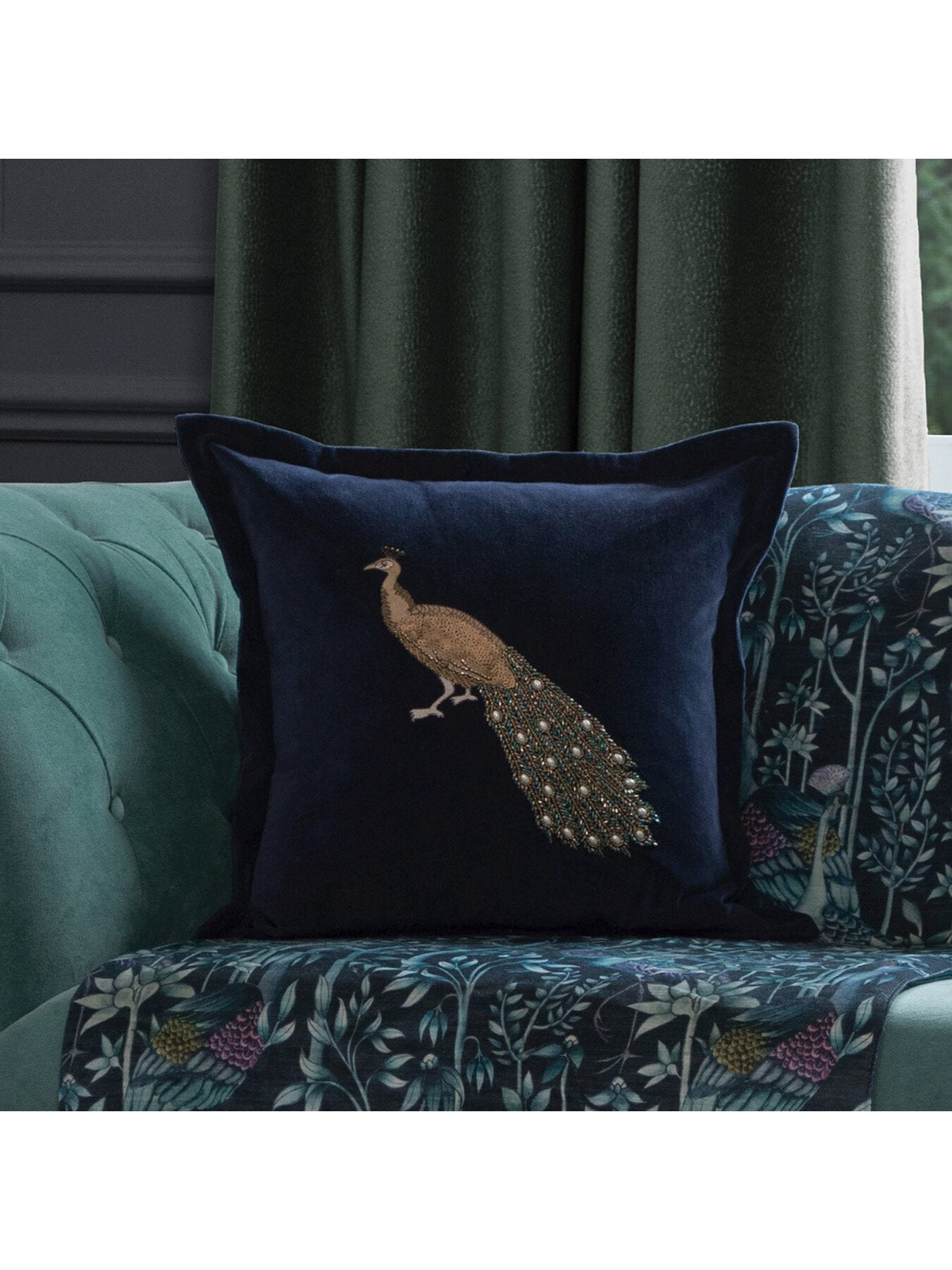 Mayura Embroidered Feather Cushion