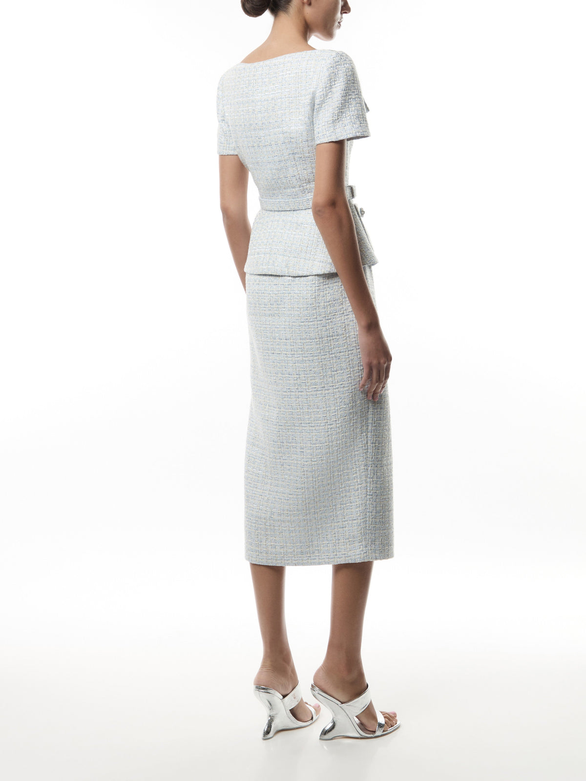 Blue Boucle Midi Dress