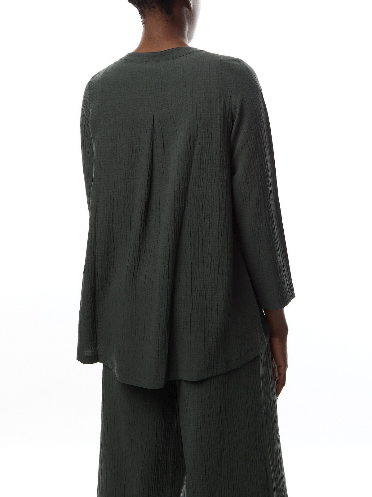 Crinkle Soft Viscose Flared Shirt