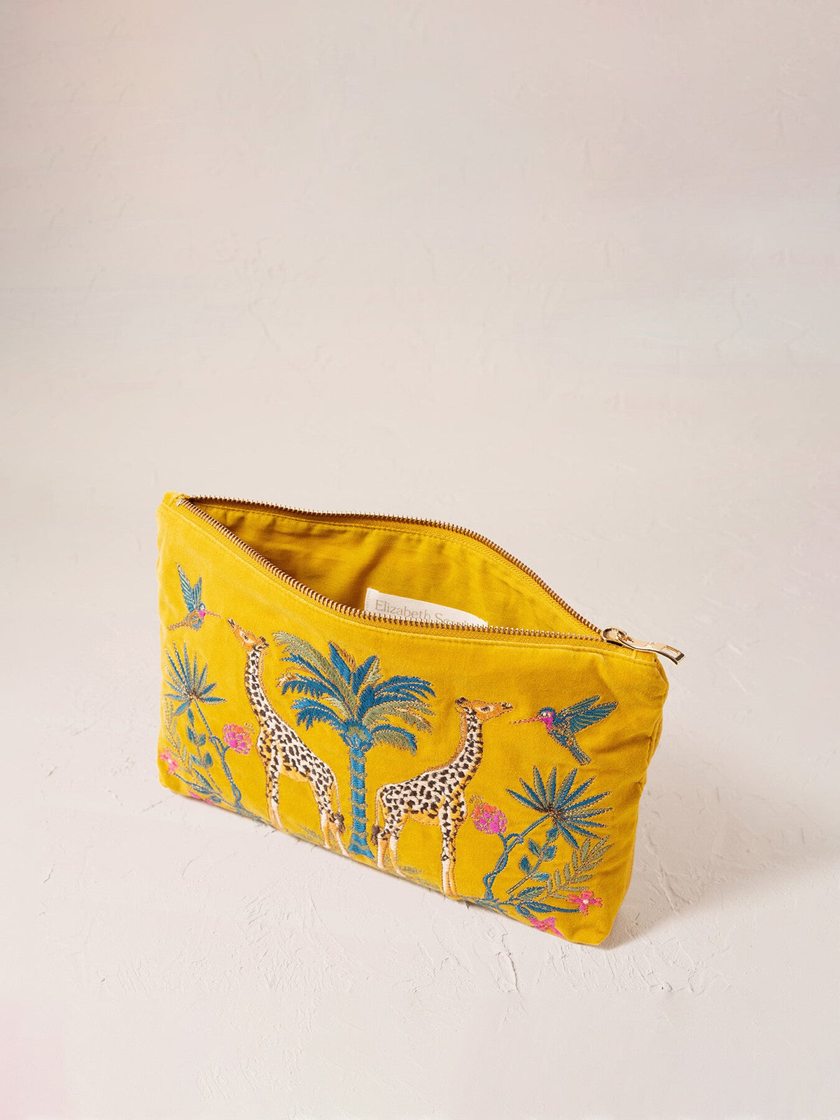 Wild Giraffe Mustard Velvet Everyday Pouch