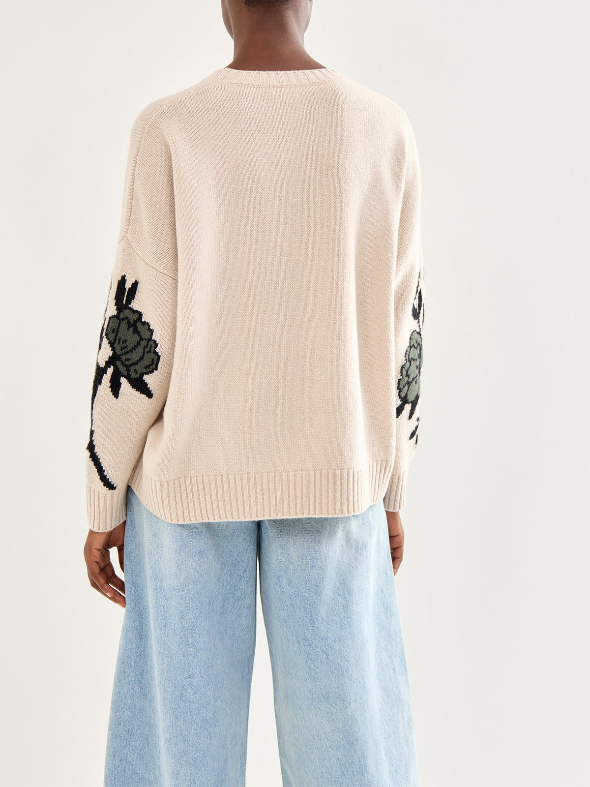 Pavidi Crew Neck Graphic Knitwear Ecru