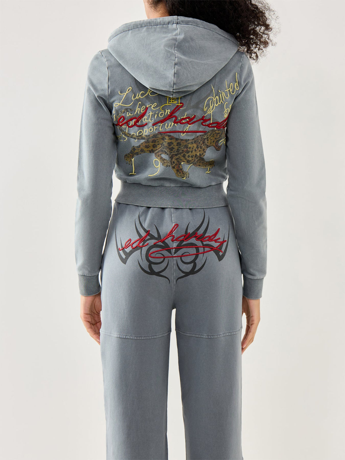 Flaming Tiger Cropped Zip Thru Charcoal