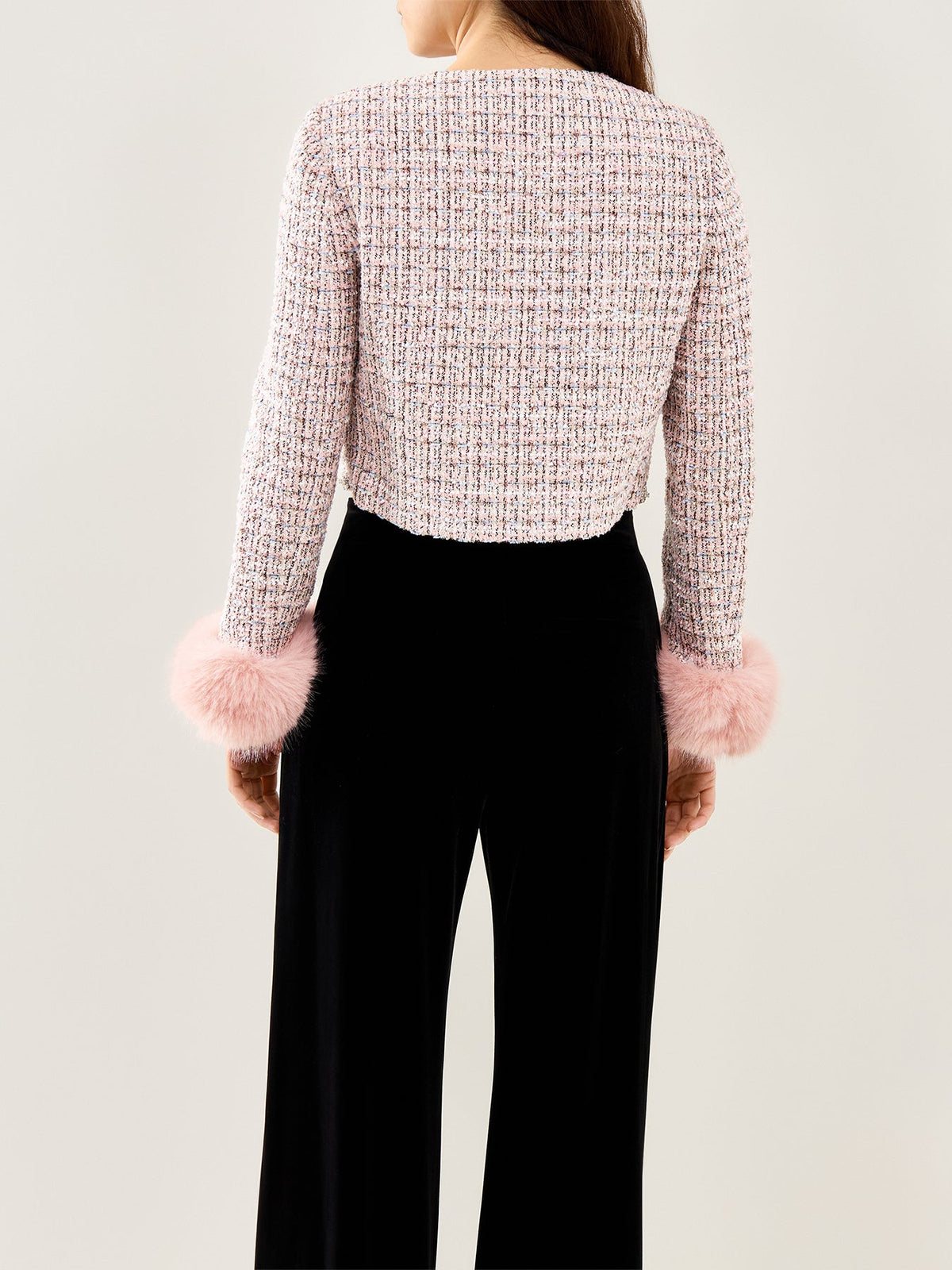 Boucle Fur Cuff Jacket Pink