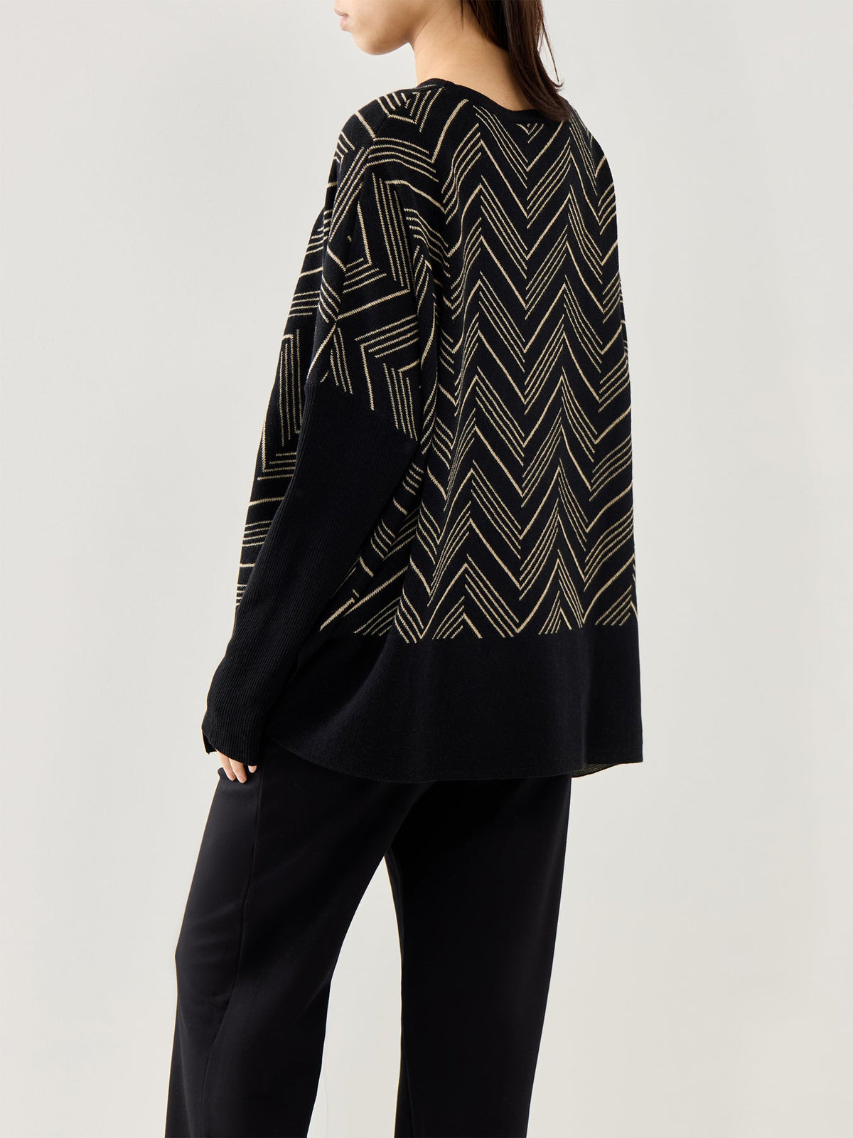 MaFeluca Lurex Jacquard Long Sleeve Top Black