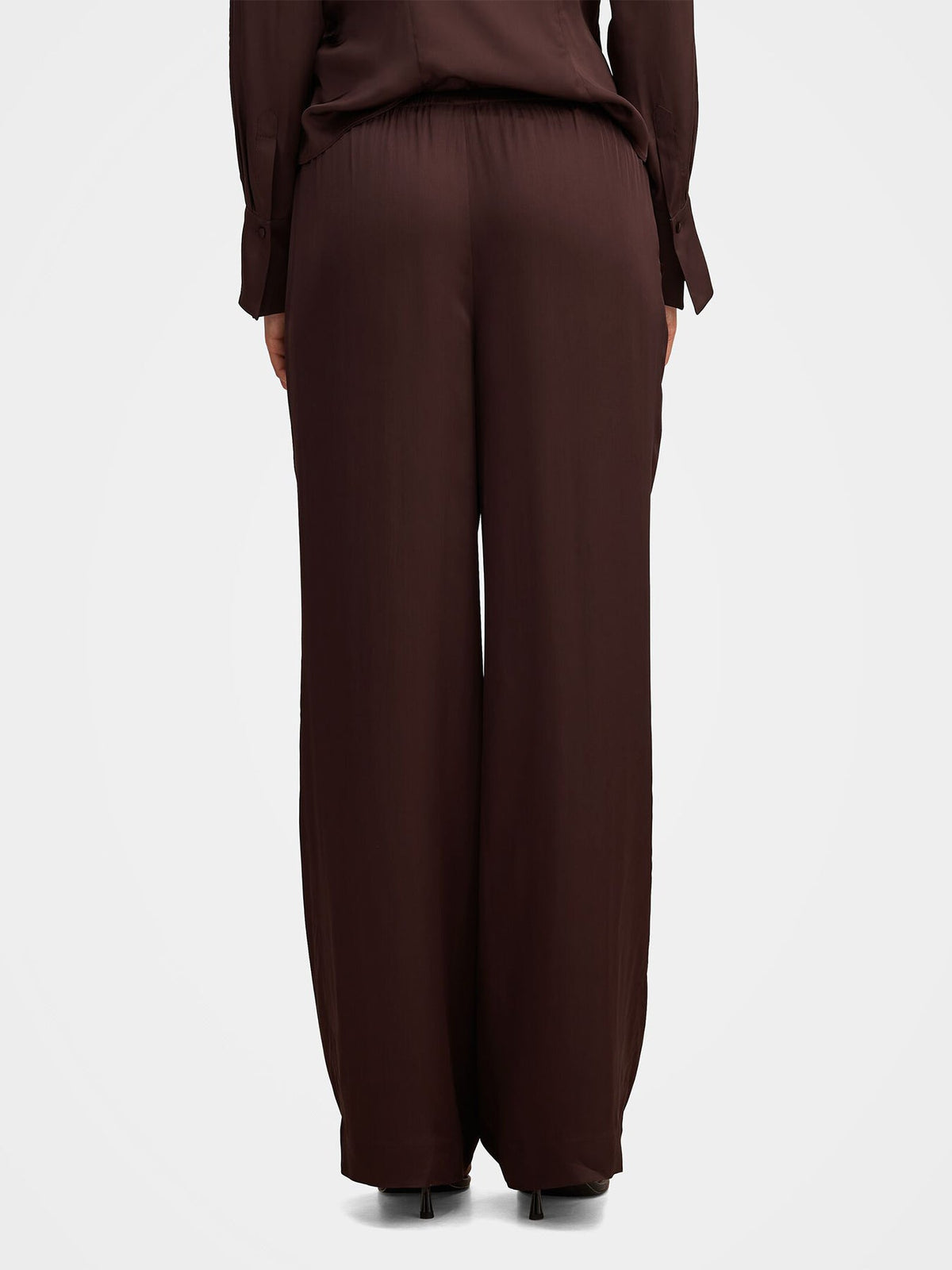 Maude Satin Wide Leg Pants Brown