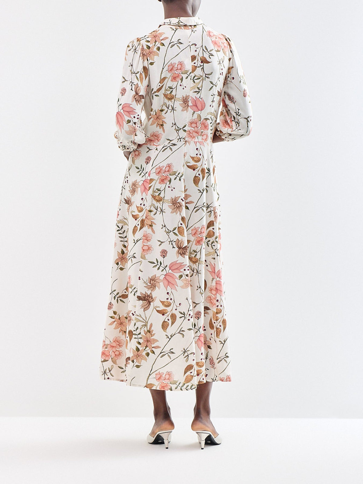 Grace 4 Floral Midi Shirt Dress Cream