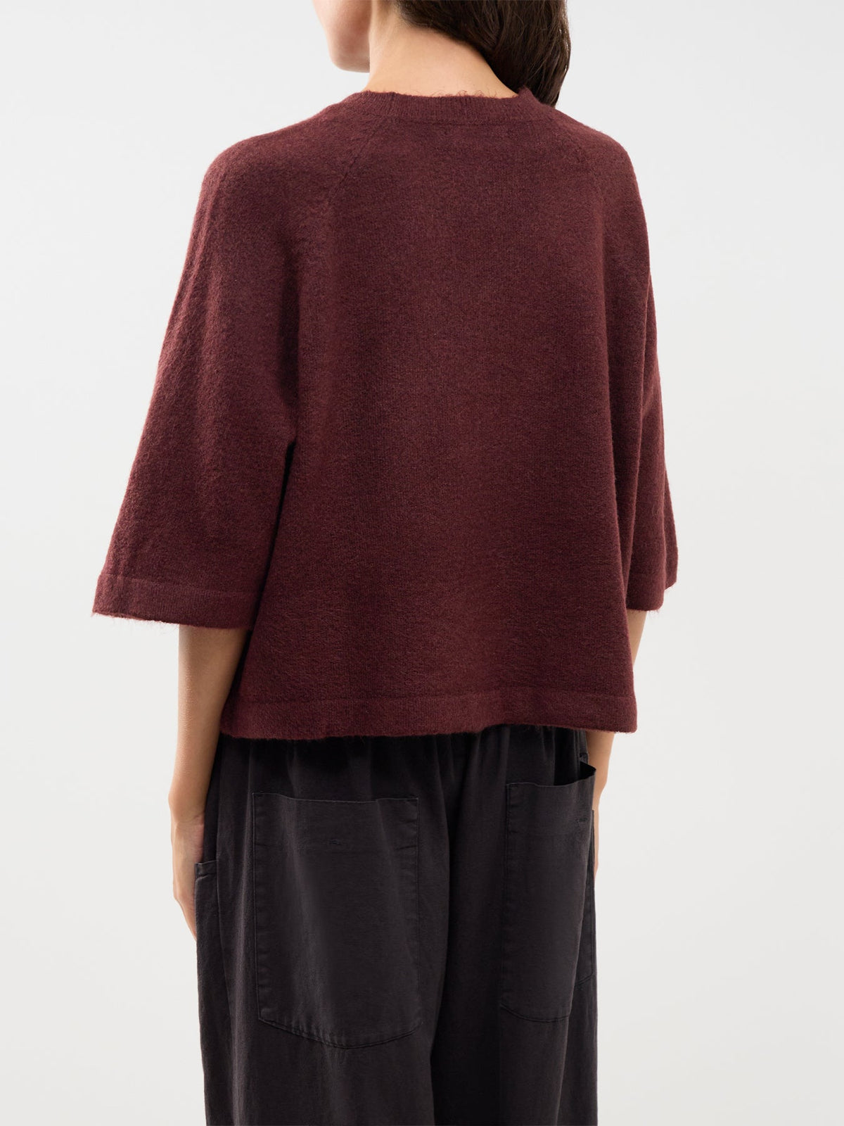 Simoni Three Quarter Sleeve Knitted Jumper Burgundy