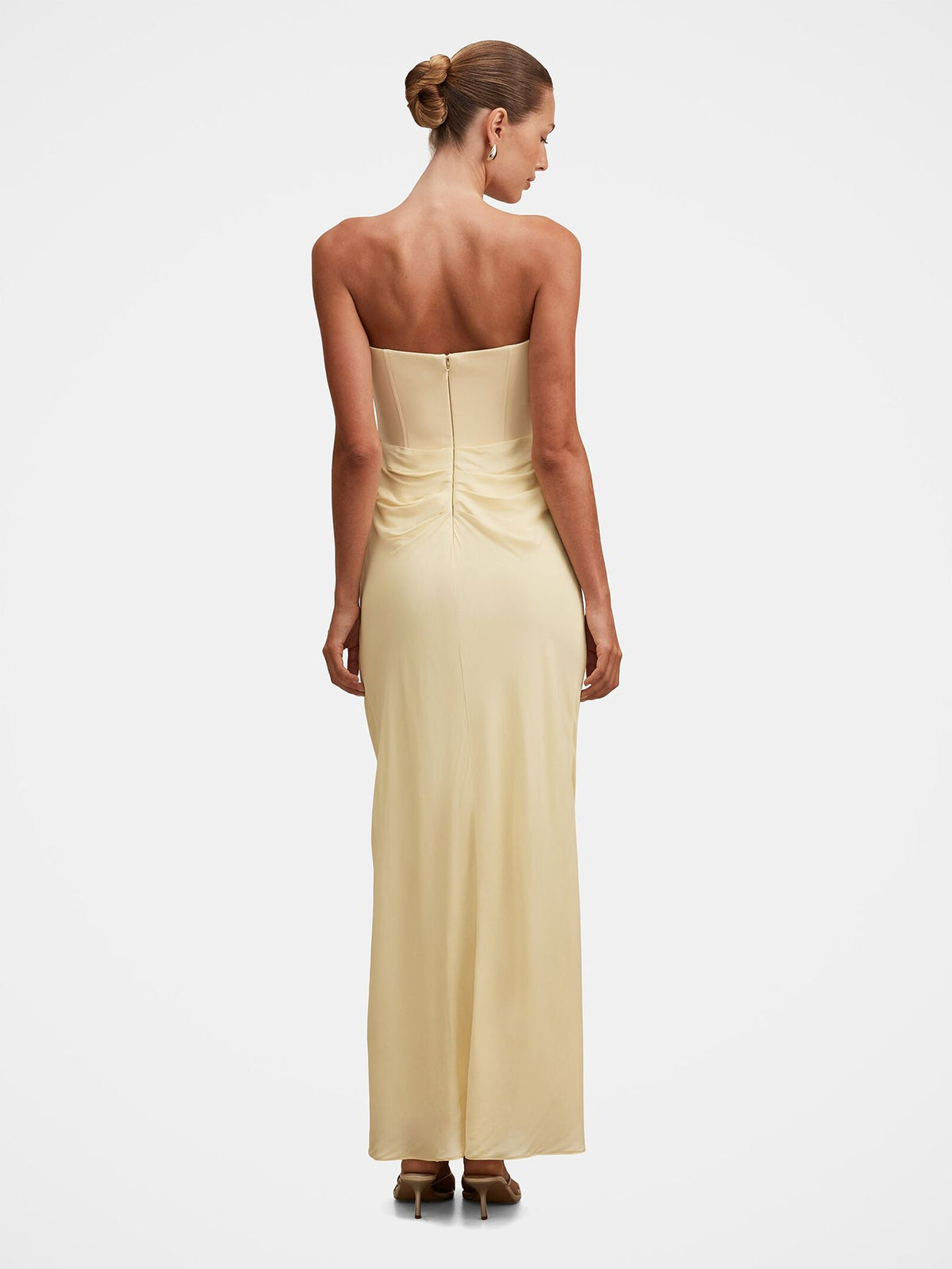 Isra Printed Strapless Maxi Dress Yellow