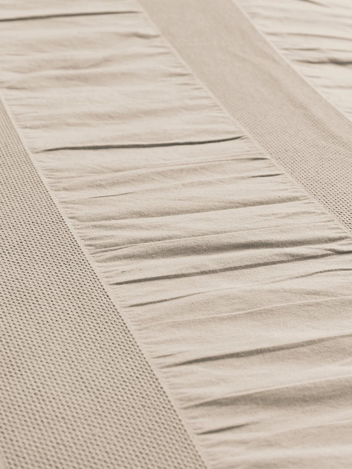 Woven Waffle Stripe Double Duvet Cover Set Linen