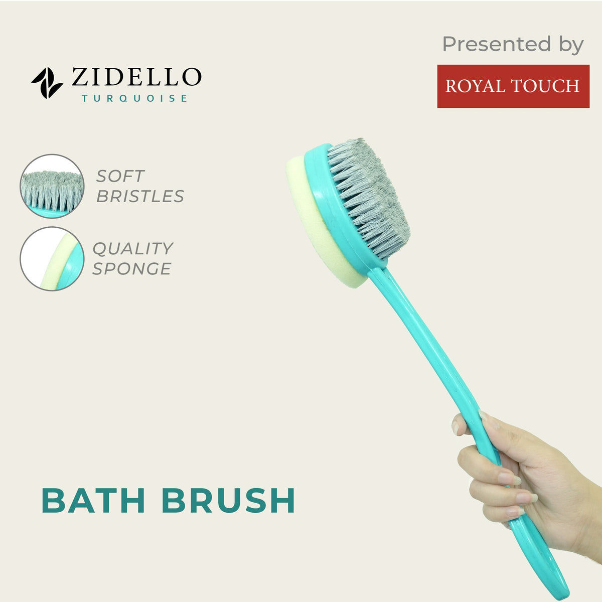 Zidello Bath Brush with Sponge - Effective Cleaning