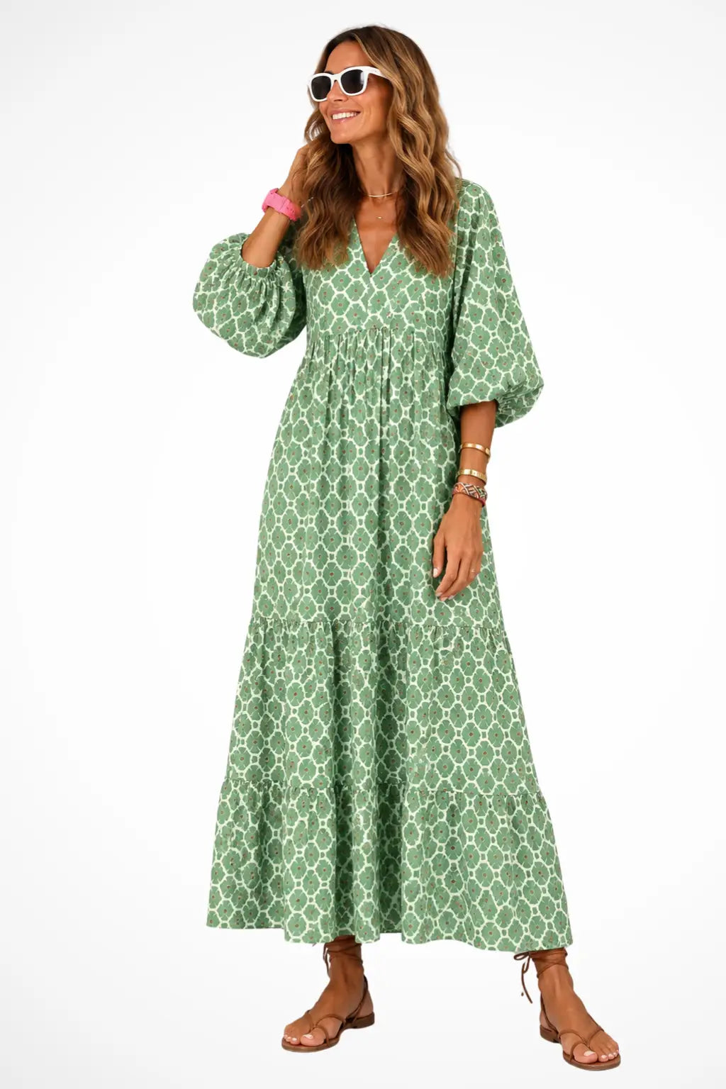 Women's Lightweight Floral Maxi Dress | Relaxed Fit Tiered Summer Dress