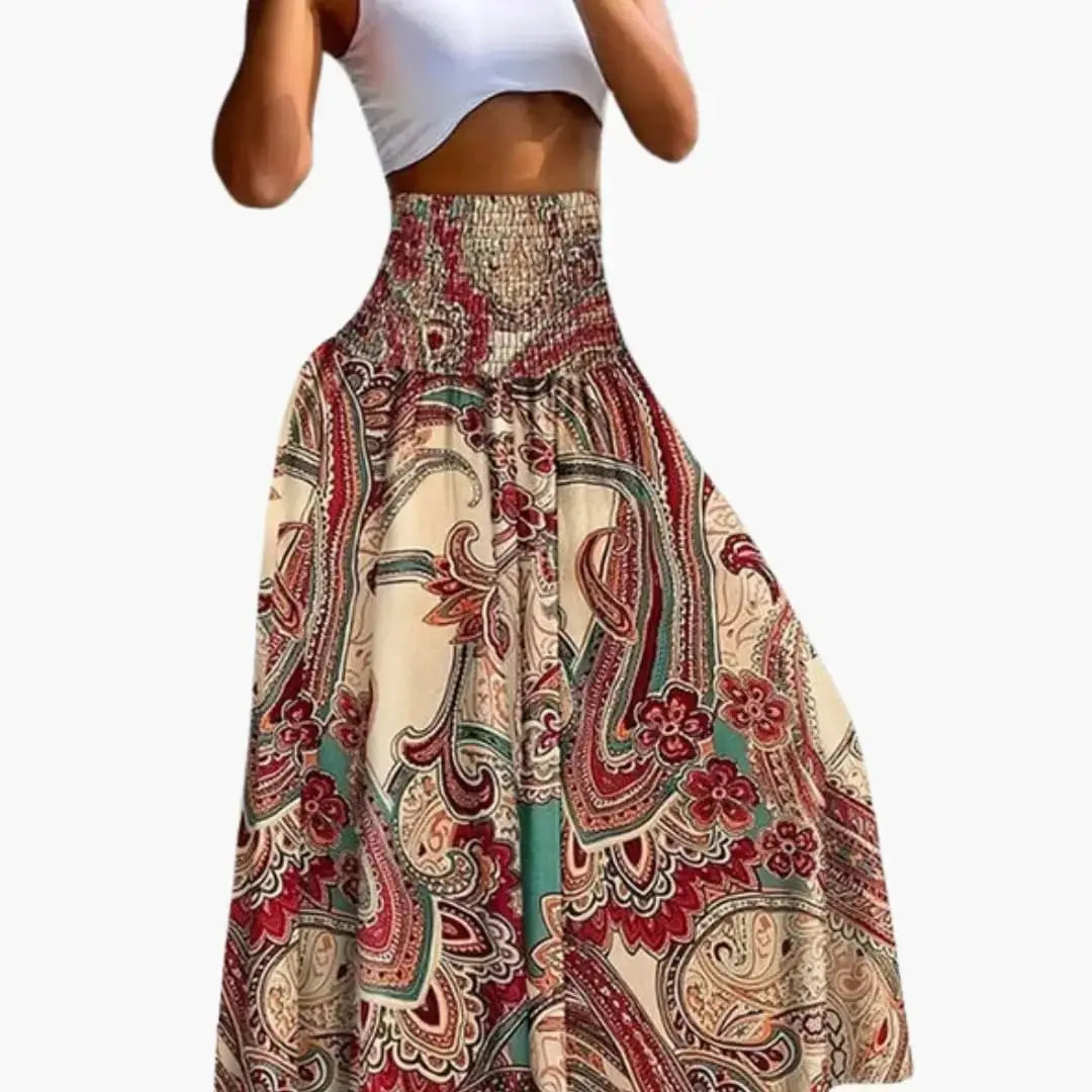 Women's Woven A-Line Skirt | Comfortable Long Pull-On Design with Pockets