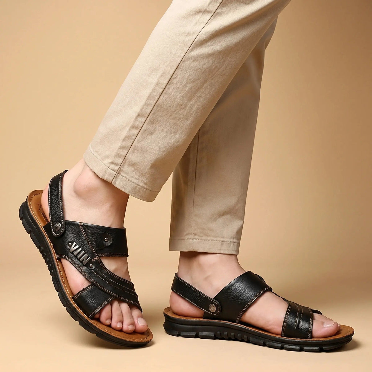 Men's Adjustable Leather Sandals | Breathable Supportive Summer Footwear | Ergonomic Comfortable Design