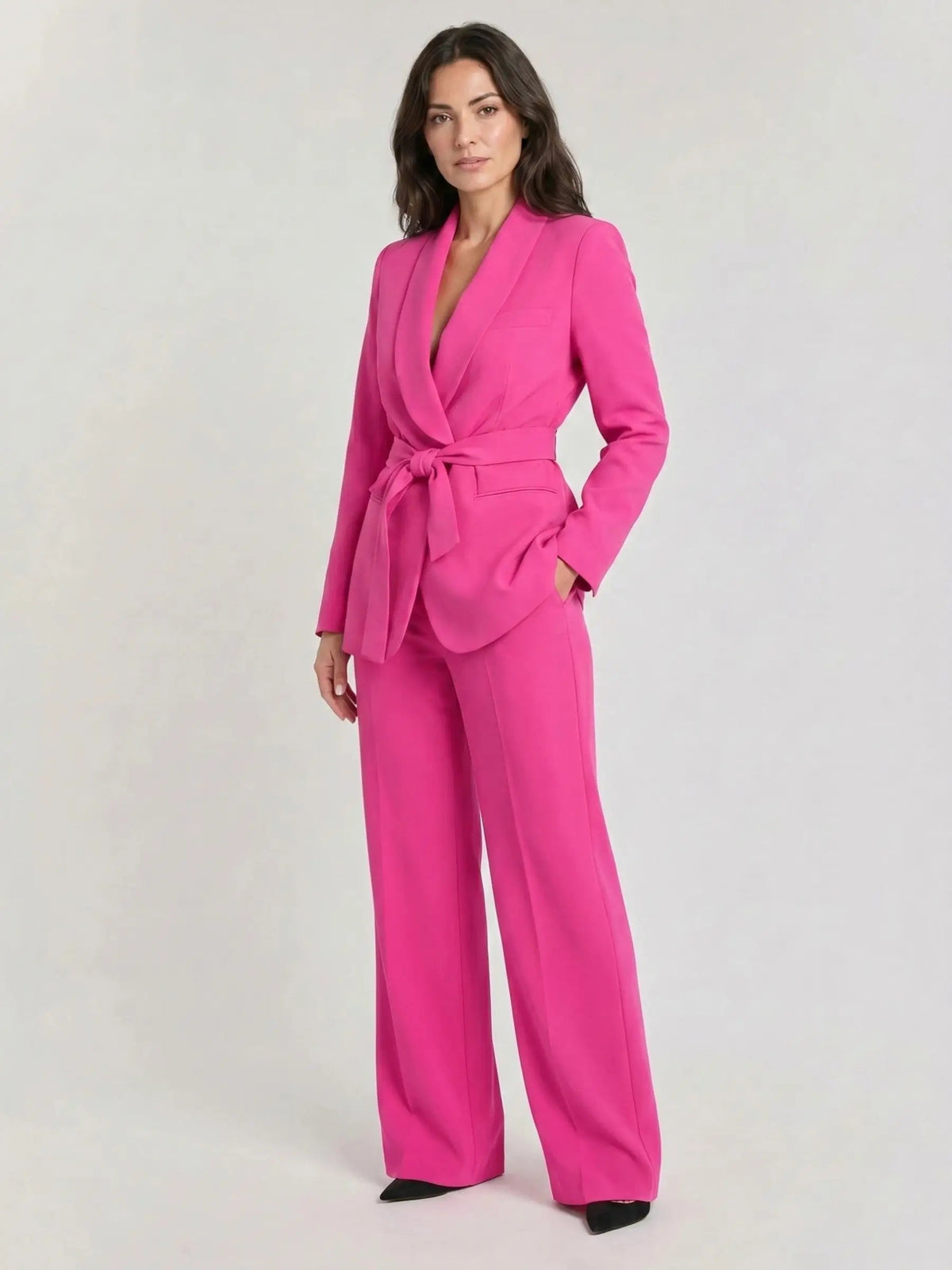 Women's Elegant Tailored Blazer Set | Stylish Wide-Leg Trousers for Spring Summer