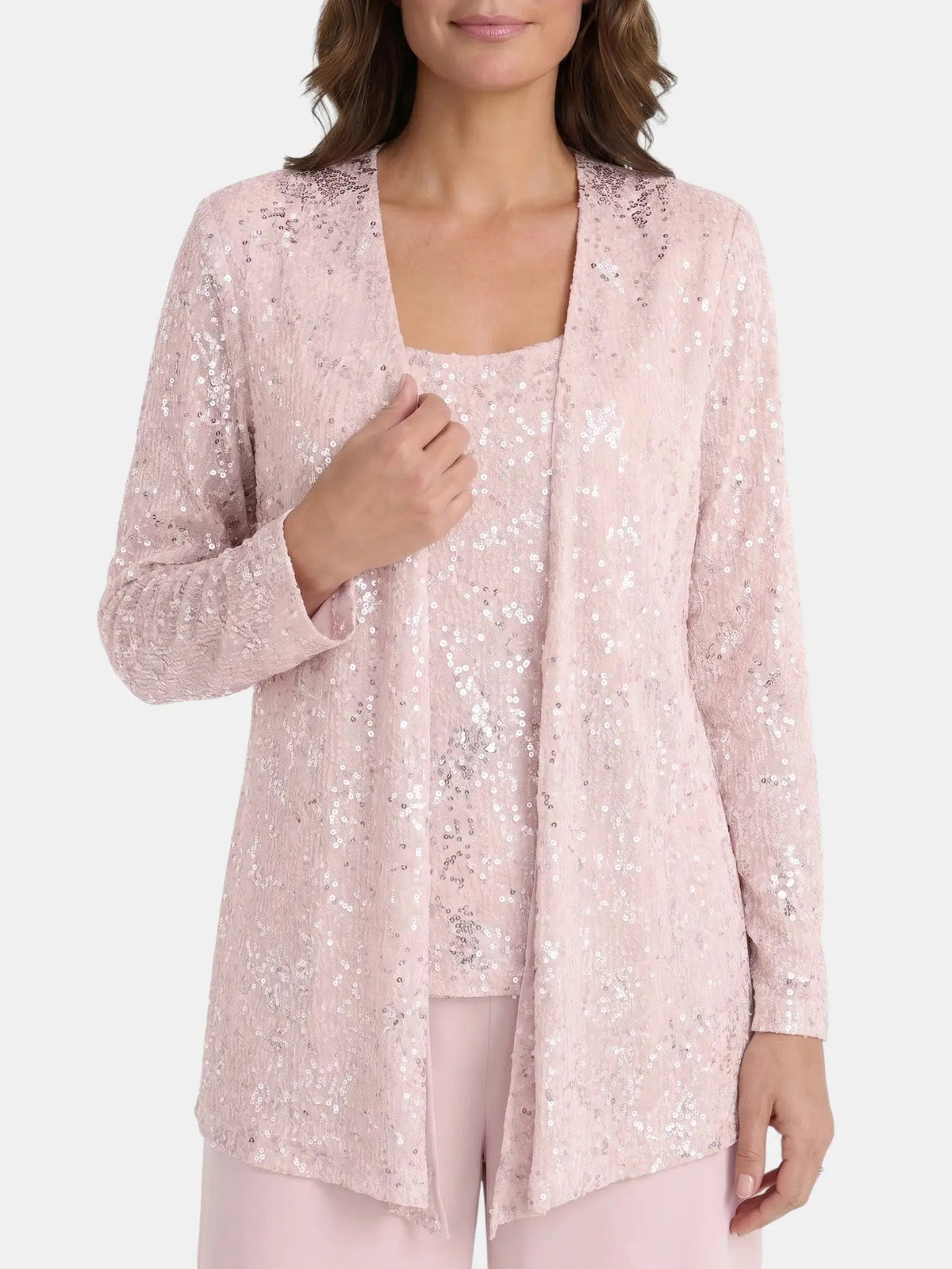 Women's Textured Lace Sequin Suit | Elegant Wide Leg Trousers for Formal Events