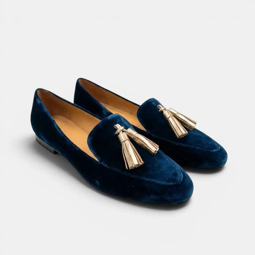Women's Velvet Loafers | Elegant Spring Slip-On Shoes with Tassel Detail