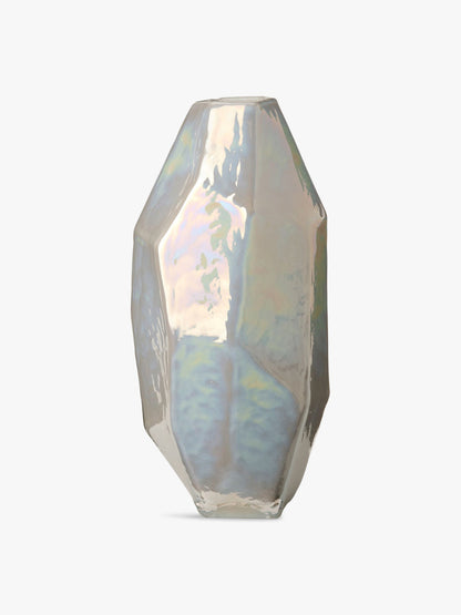 Medium White Graphic Luster Vase