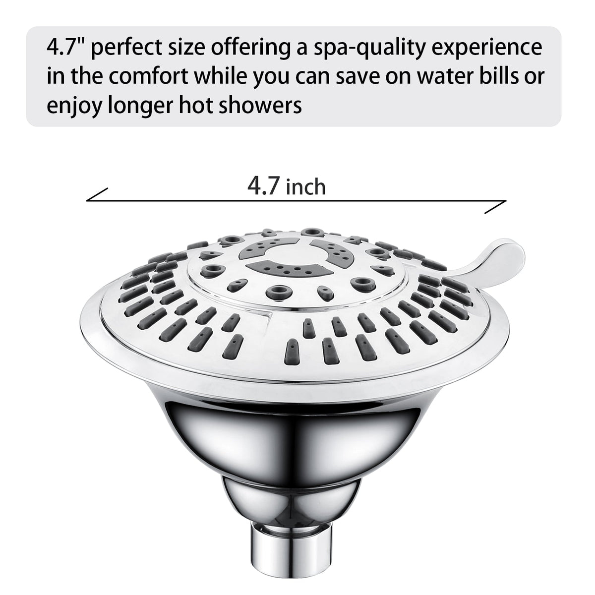 High Pressure 5-Spray Fixed Shower Head, Angle Adjustable