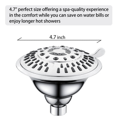 High Pressure 5-Spray Fixed Shower Head, Angle Adjustable