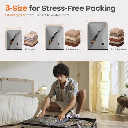 Vacuum Storage Bags with Rechargeable Wireless Pump, Reusable Compression Bags for Travel, Clothing, Blankets & Home Organization