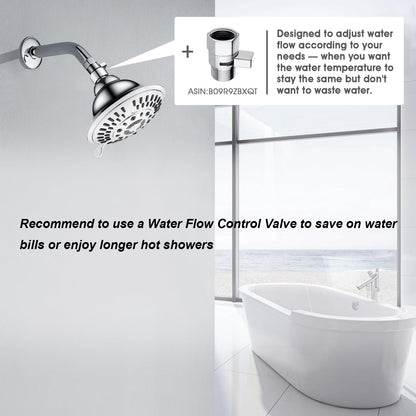High Pressure 5-Spray Fixed Shower Head, Angle Adjustable