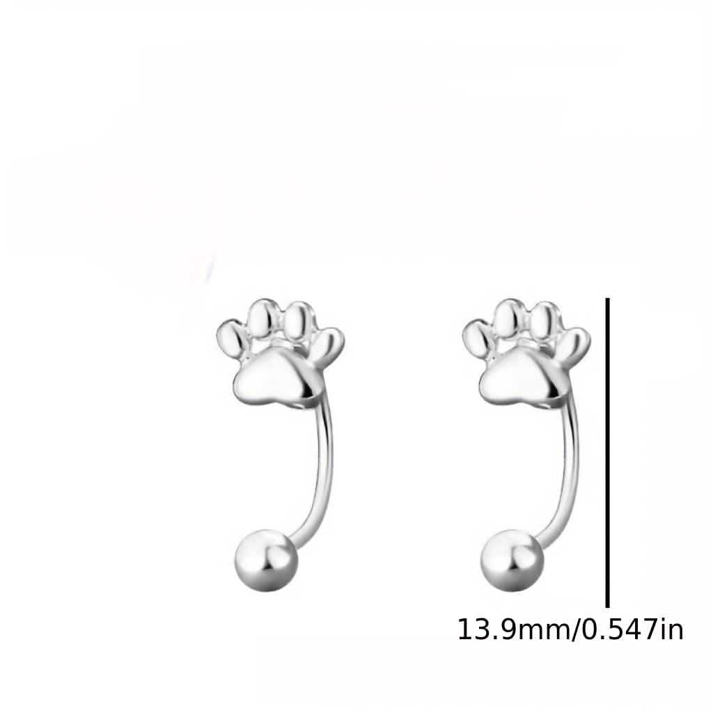 Sterling Silver Cat Paw Earrings – Screw-Back Studs, Elegant & Simple