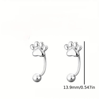 Sterling Silver Cat Paw Earrings – Screw-Back Studs, Elegant & Simple