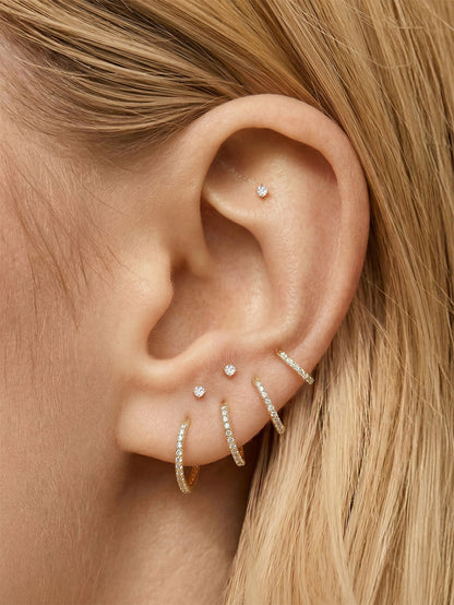 KOSINER 14K Solid Gold Elegant Pave Hoop