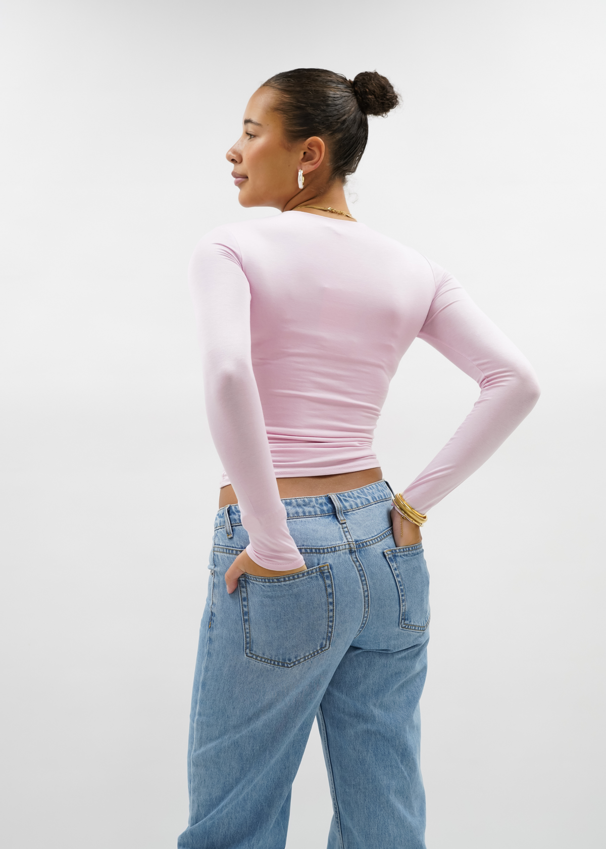 Long sleeve top long light pink (tall)
