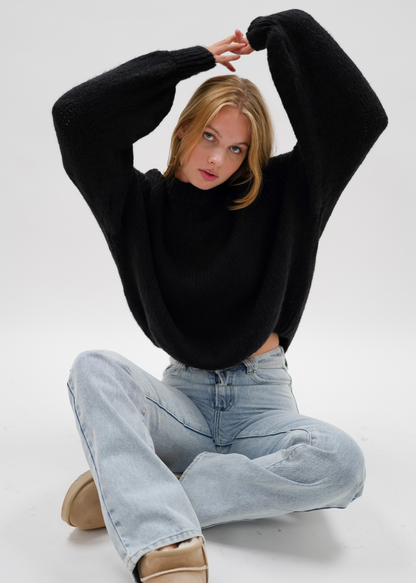 Knitted sweater black (tall)