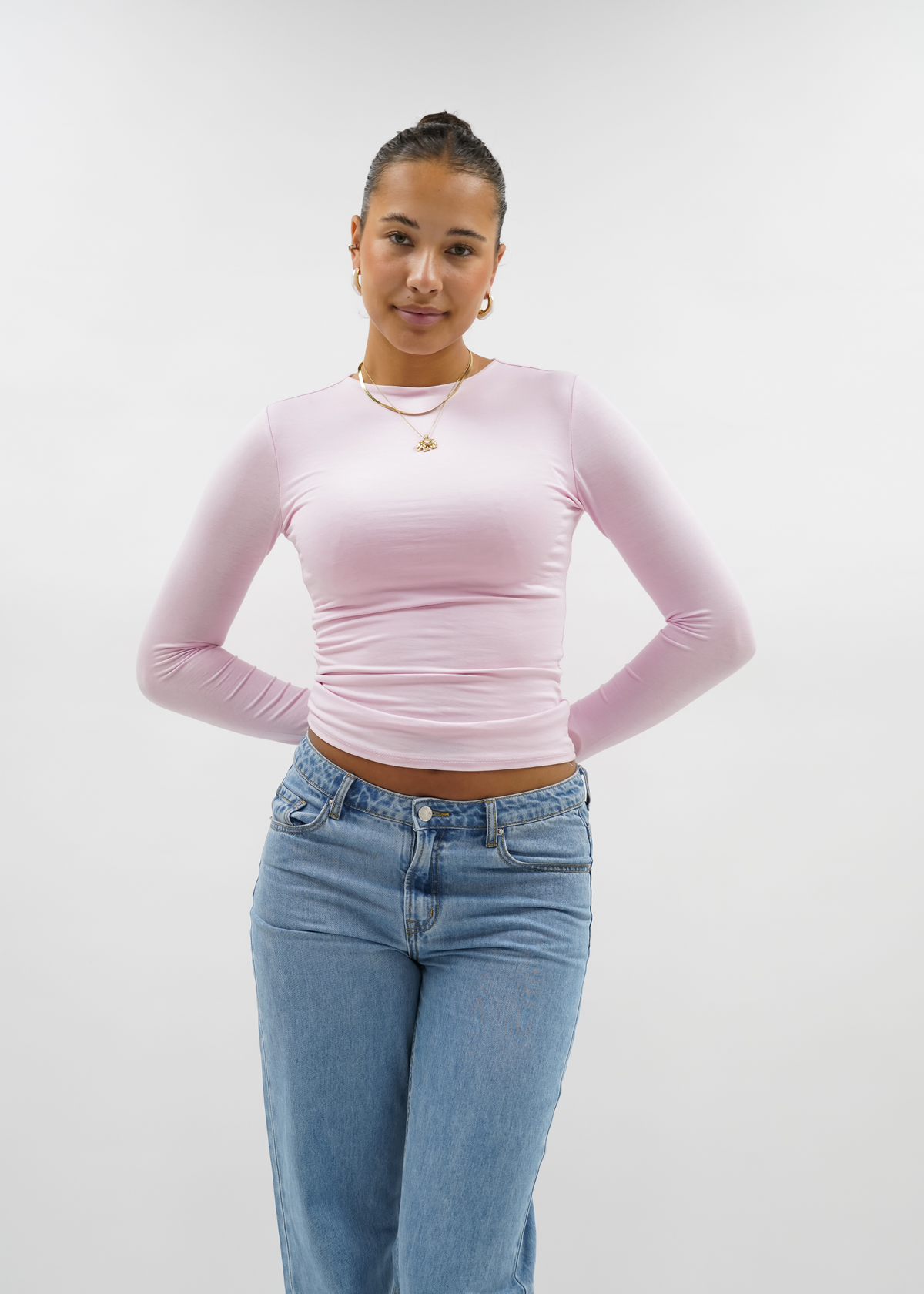 Long sleeve top long light pink (tall)