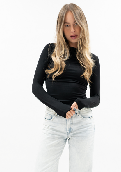 Long sleeve top long black (tall)