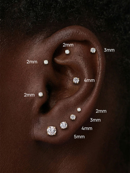 KOSINER 14K Solid Gold Minimalist 3MM Flat Back Stud