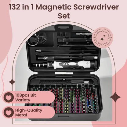 132-in-1 Precision Screwdriver Set, Magnetic Screwdriver Tool Kit with 108 Bits, Multifunctional Repair Tool Set for Electronics, Phones & More
