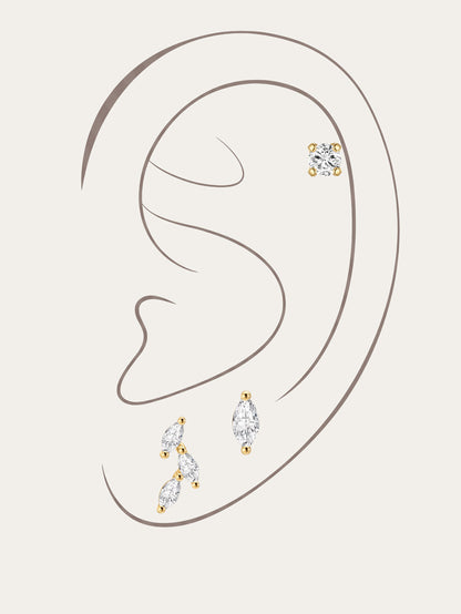 KOSINER 14K Solid Gold Classic Marquise 3-Piece Set