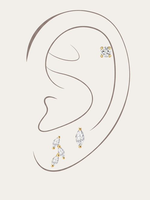 KOSINER 14K Solid Gold Classic Marquise 3-Piece Set
