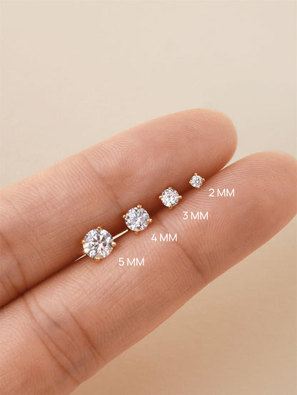 KOSINER 14K Solid Gold Minimalist 3MM Flat Back Stud