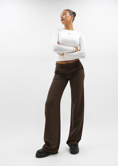 Low/mid waist pants casual chocolate brown (tall)