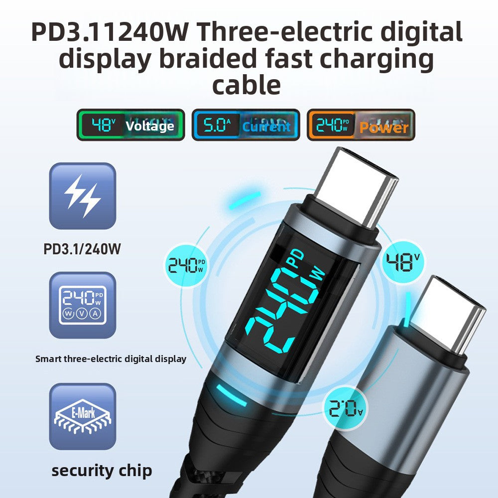 Digital Display 240W Type-C Fast Charging Cable