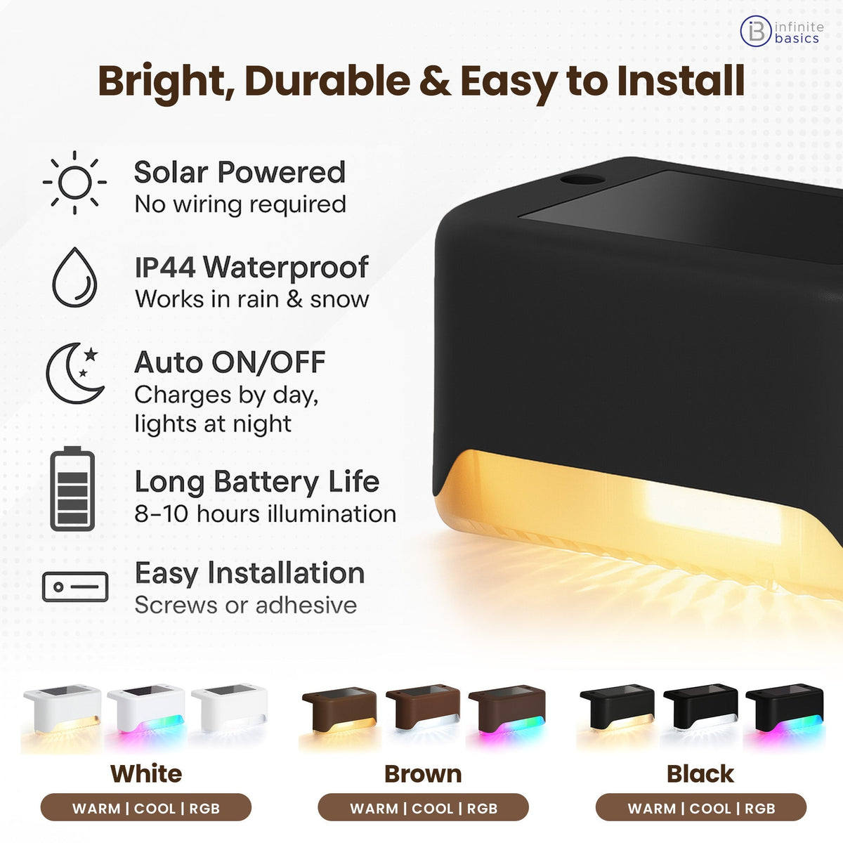 8-Pack Solar LED Deck & Step Lights