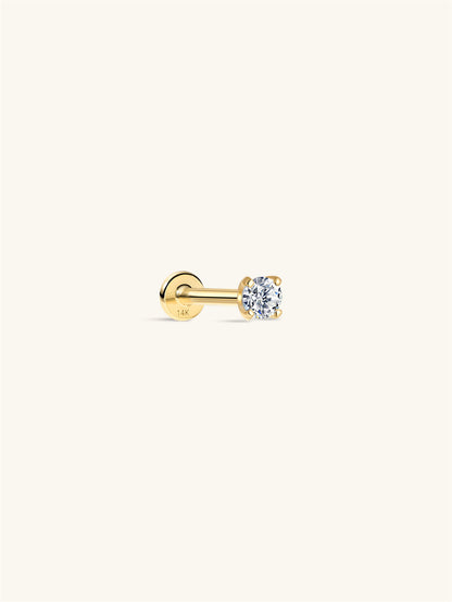 KOSINER 14K Solid Gold Minimalist 3MM Flat Back Stud