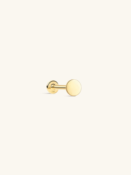 KOSINER 14K Solid Gold Minimalist Disc-shaped Flat Back Stud