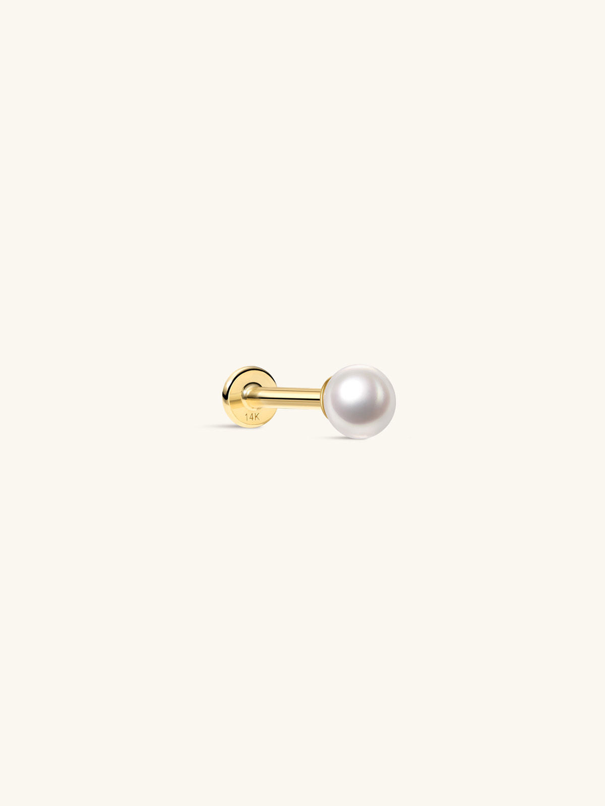KOSINER 14K Solid Gold Classic Pearl Flat Back Stud