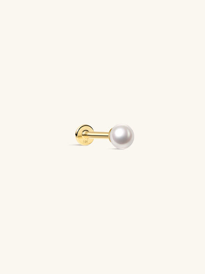 KOSINER 14K Solid Gold Classic Pearl Flat Back Stud